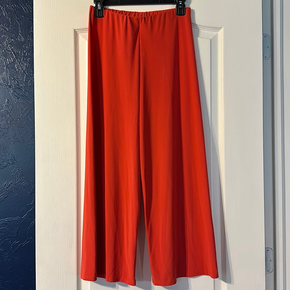 Zara Red Wide Leg Flowy Pants